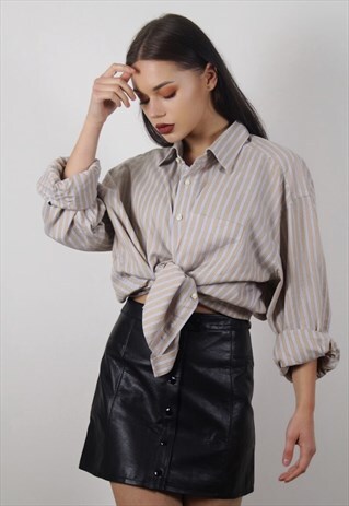 VINTAGE BLACK LEATHER BUTTON THROUGH SKIRT
