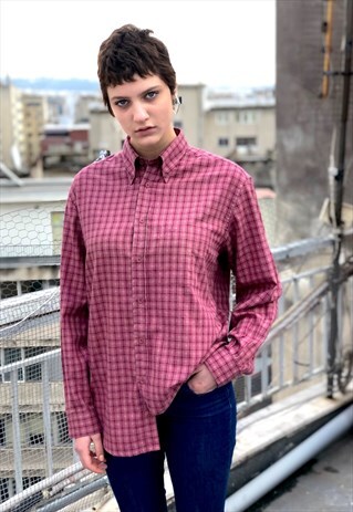 VINTAGE 90'S PINK OVERSIZED CHECKED SHIRT