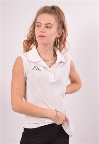 VINTAGE KAPPA POLO SHIRT SLEEVELESS WHITE