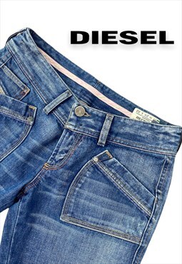 Women's Vintage Diesel Y2K straight leg low-rise blue jeans