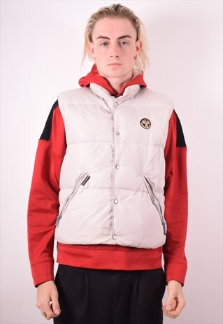NAPAPIJRI MENS VINTAGE PADDED GILET SMALL GREY 90S