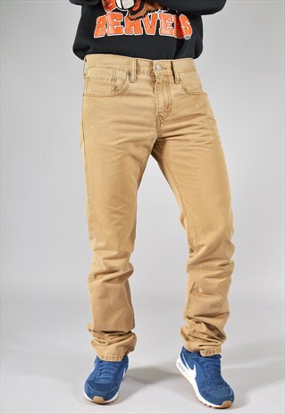 VINTAGE LEVI'S 513 BEIGE SLIM STRAIGHT CHINO TROUSERS