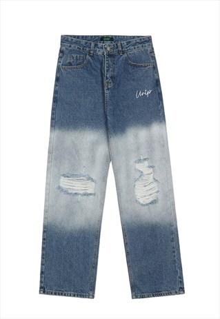 KALODIS TIE-DYE CONTRAST RIPPED JEANS