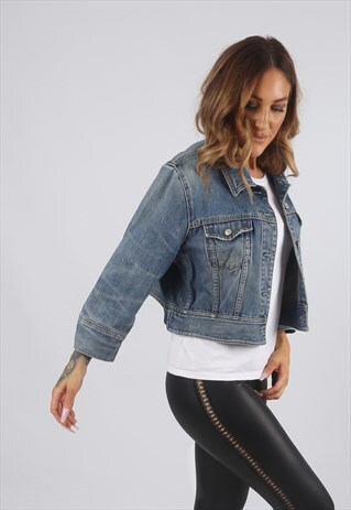 VINTAGE GAP CROPPED DENIM JACKET OVERSIZED FITTED (9AO)