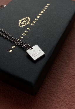 Authentic Gucci Mini Pendant Square Repurposed Necklace