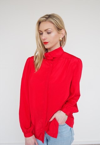 RED SILKY BLOUSE