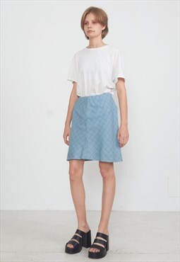  Vintage Blue Mini Wool Skirt