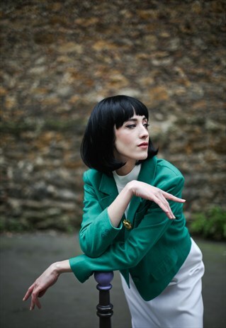 WOOL GREEN SINGLE BREASTED BLAZER