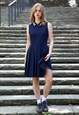 Tory Sport Tennis Pleated Dress in Navy Blue