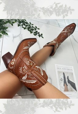 Cowboy Boots Brown Ankle Western Cowgirl boots