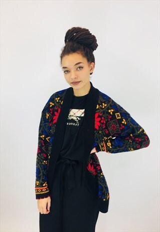GORGEOUS COLOURFUL FESTIVAL BOHO KNITTED CARDIGAN