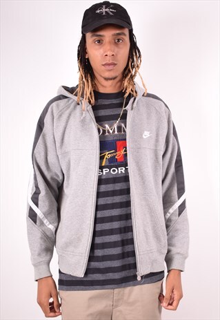 NIKE MENS VINTAGE HOODIE JACKET LARGE GREY 90S