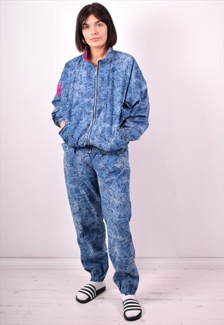 TRIUMPH WOMENS VINTAGE FULL TRACKSUIT XXL BLUE 90'S