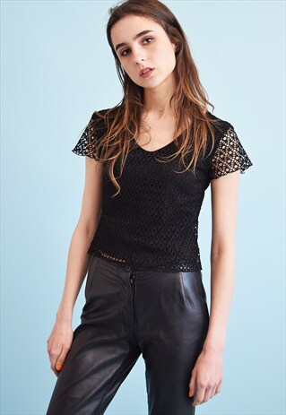 90'S RETRO GRUNGE MESH KITSCH PARTY TEEN TOP BLOUSE