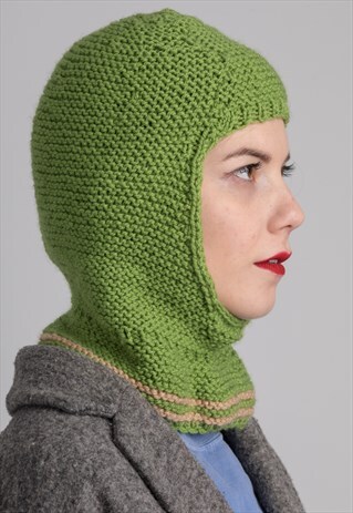 HAND MADE GREEN WOOL BALACLAVA