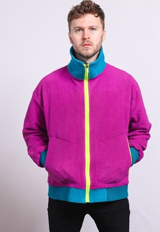 VINTAGE REVERSIBLE ZIP UP FLEECE TOP