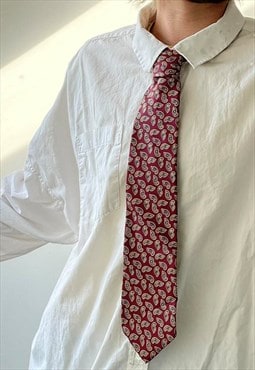Vintage 80's Paisley Tie in Burgundy  