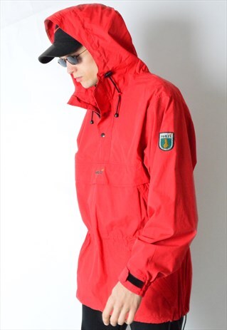 VINTAGE 90S RED HALTI 1/3 ZIPPER JACKET WITH HOOD