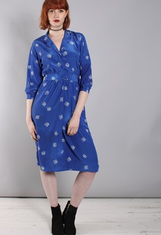 VINTAGE 80S SILK PATTERNED WRAP DRESS