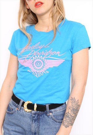 VINTAGE HARLEY DAVIDSON BLUE TOP T-SHIRT