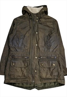 Women's Barbour Kelsall Wax Parka Jacket In Brown Size UK 12