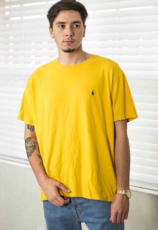 VINTAGE POLO RALPH LAUREN T-SHIRT LOGO 90S L 6.8