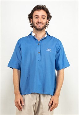 Vintage 90's Men Polo Shirt in Blue 