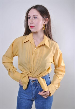 VINTAGE YELLOW LONG SLEEVE MINIMALIST BLOUSE