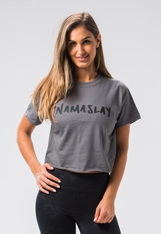 NAMASLAY CROP T-SHIRT CHARCOAL