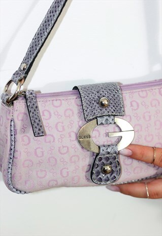 Y2K VINTAGE VIOLET GUESS MONOGRAM SHOULDER BAG