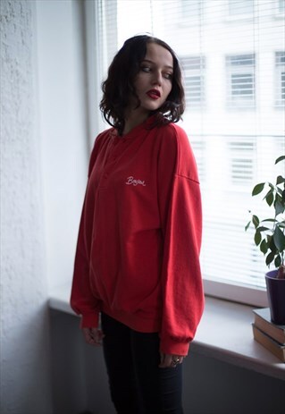 VINTAGE 90'S RED COTTON JUMPER