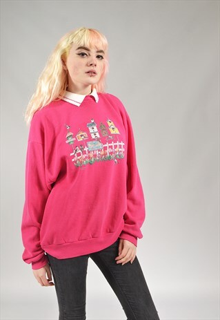 VINTAGE HOT PINK 'TWEET DREAMS' SWEATER