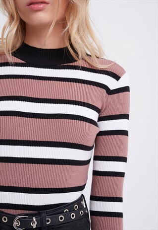 MOCK NECK JUMPER - DARK PINK, BEIGE, BLACK