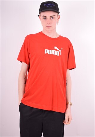 PUMA MENS VINTAGE T-SHIRT TOP XL RED 90'S