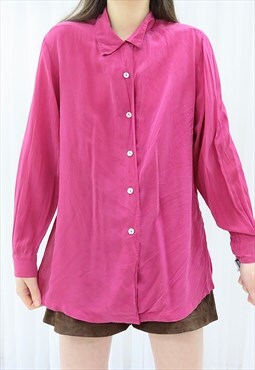 80s Vintage Pink Shirt Blouse