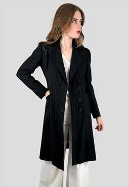 40's Bradley Black Wool Brown Stripe Ladies Velvet Coat