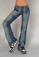 y2k 00s Jeans Star Bleached Low Rise Flare Jeans