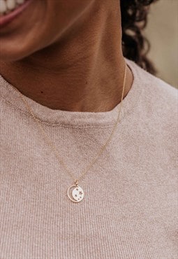 Este Gold Moon and Star Necklace