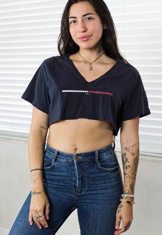 VINTAGE TOMMY HILFIGER CROP TOP REWORKED LOGO 90S X 3