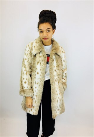 VINTAGE 80S FAUX FUR COAT