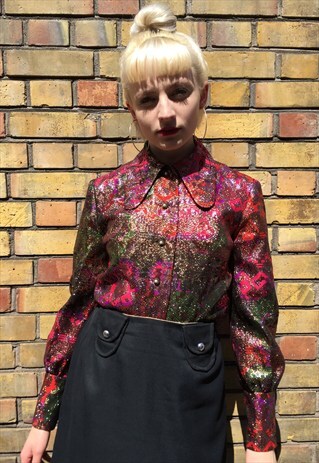 1970'S SHINY METALLIC BLOUSE