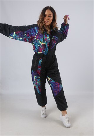 VINTAGE FULL SKI SUIT SNOW SPORTS PETITE FIT UK 8 - 10 (KBH)
