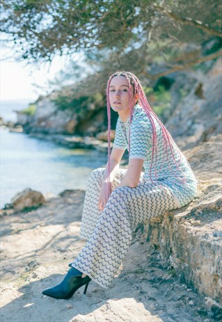 LIGHT WEIGHT COTTON KNIT TROUSERS MARINE
