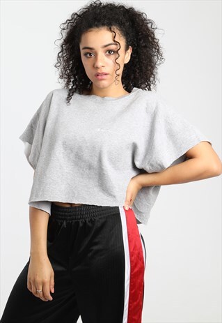 90S CHAMPION PRINT SPELL OUT CROPPED SWEATSHIRT