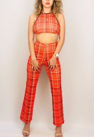 THE 90S ORANGE PLAID CO-ORD