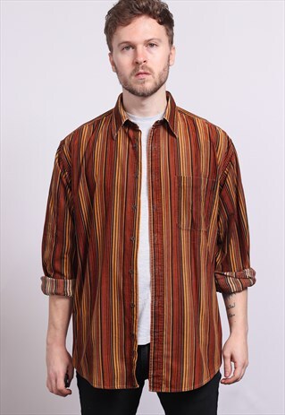VINTAGE CORDUROY CORD STRIPED SHIRT
