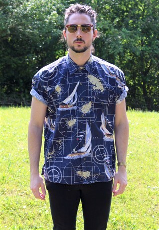 VINTAGE 90S CHRSTIAN DIOR NAUTICAL SHIRT - RARE - LARGE