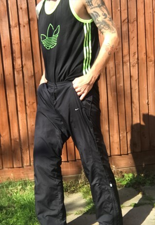 VINTAGE NIKE TRACK PANTS SPORTS L BLACK 90S NYLON
