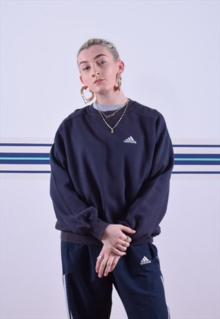 BLACK ADIDAS EMBROIDERED SWEATSHIRT