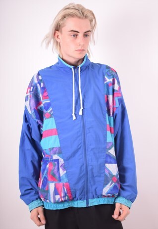 MENS VINTAGE TRACKSUIT TOP JACKET LARGE MULTI 90S